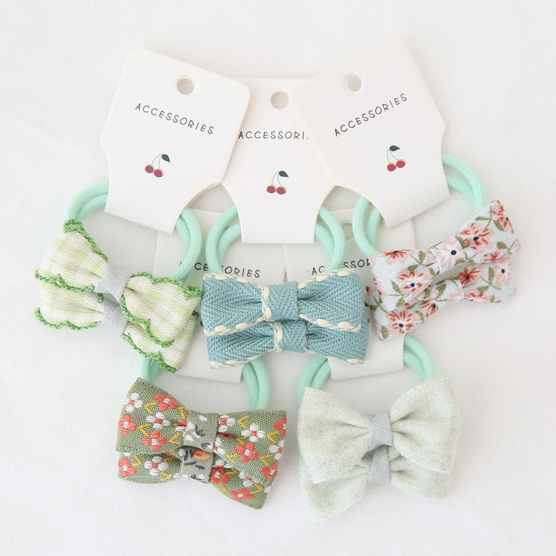 10Pcs/Lot Sweet Hair Band Girls Hair Ties Bows Elastic Rubber Band Flower Small Ball Scrunchies Baby Kids Hair Accessories Gift
