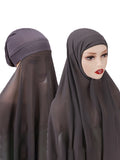 Instant Hijab With Cap Heavy Chiffon Jersey Hijab For Women Veil Muslim Fashion Islam Hijab Cap Scarf For Muslim Women Headscarf