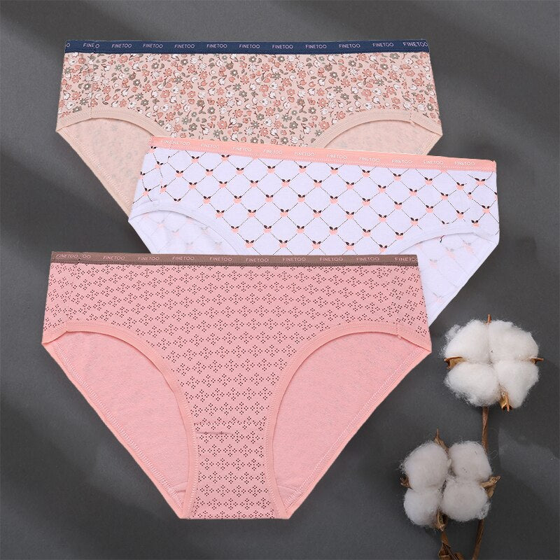 3PCS/Set Women Panties Cotton Underwear Patchwork Cute Design Female Lingerie Underpants Pantys Sexy Briefs Intimates for Girls