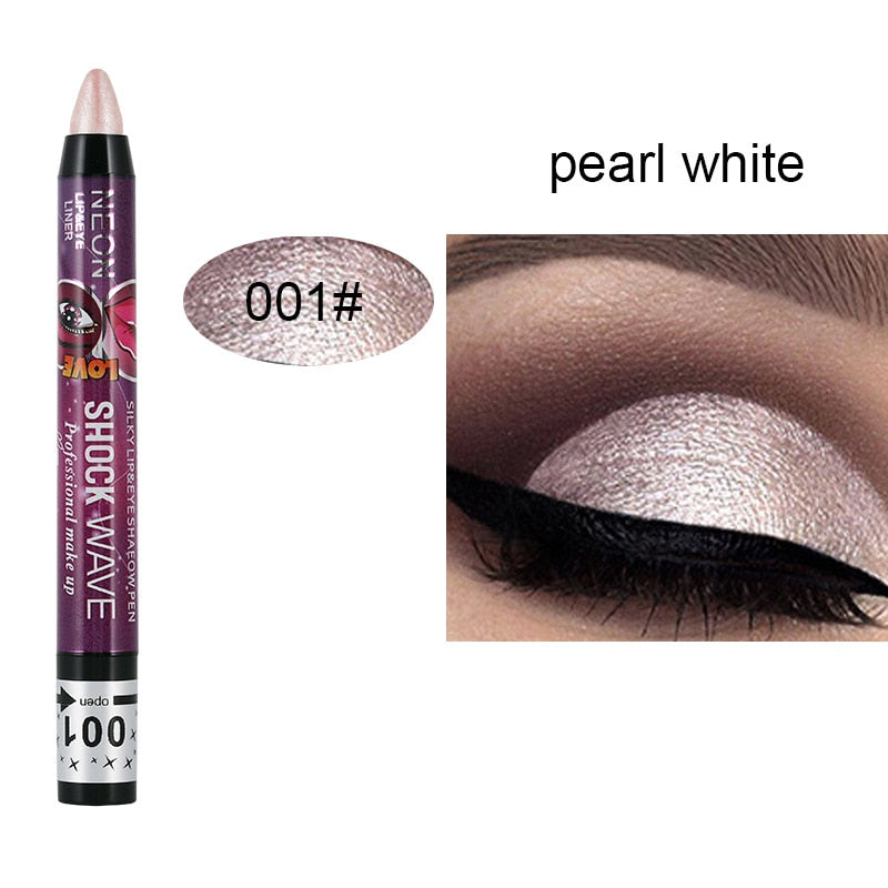 Pearlescent Eyeshadow Pen 12 Colors Lasting Waterproof Not Blooming Shiny Glitter Silkworm Gel Pen Eye Shadow Pencil Cosmetic