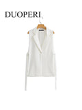DUOPERI Jacket Women Blazer Gilet Sleeveless Vest Fashion Casual Streetwear Woman Waistcoat Tops veste femme