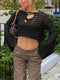 Cuteandpsycho Y2K Hollow Out Cropped Knit Smock Top Vintage Loose Distressed Crochet Pullovers Casual Fairycore Chic Crop Cloth