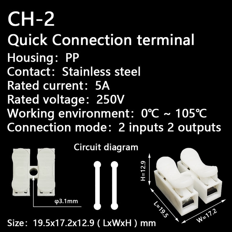 CH1 CH2 CH3 CH4 Quick Splice Lock Wire Connectors 1/2/3/4Pins Copper Electrical Cable Terminals For Easy Safe Splicing Into Wire