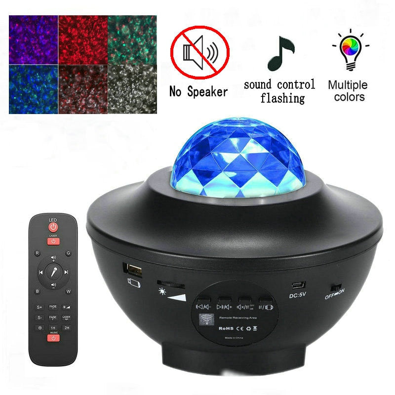 LED Starry Sky Projector Night Light Galaxy Star Projector Ocean Wave Night Lamp With Music Bluetooth Speaker For Childrens