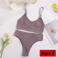 2PCS/Set Women Seamless Bra Panties Set Sexy Stretch Sport Bra Thong Briefs Style Panty Bralette Crop Top Intimates Lingerie Set