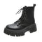 Rimocy 2022 New Women White Ankle Boots PU Leather Thick Sole Lace Up Combat Booties Female Autumn Winter Platform Shoes Woman