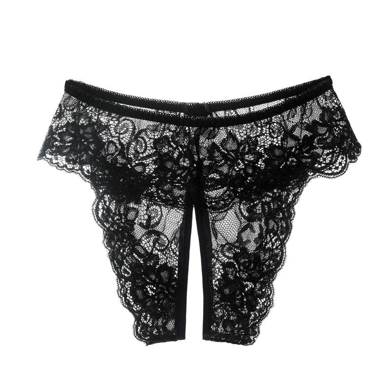 XL - 4XL Plus Size Open Crotch Panties For Sex Lace Transparent Underwear Women Sexy Lingerie Stretching Thongs Femme Christmas