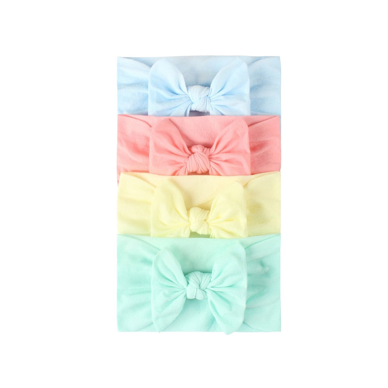 3/4/5/6Pcs/set Cute Bowknot Baby Headband Turban Solid Color Newborn Baby Girls Elastic Hair Bands Soft Nylon Hair Accessories