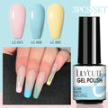 LILYCUTE 3 PCS Gel Nail Polish Set Nude Pink Glitter Sequins Matte Effect Gel Long Lasting Base Top Coat Nail Art Design Hybrid