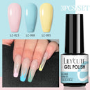 LILYCUTE 3 PCS Gel Nail Polish Set Nude Pink Glitter Sequins Matte Effect Gel Long Lasting Base Top Coat Nail Art Design Hybrid