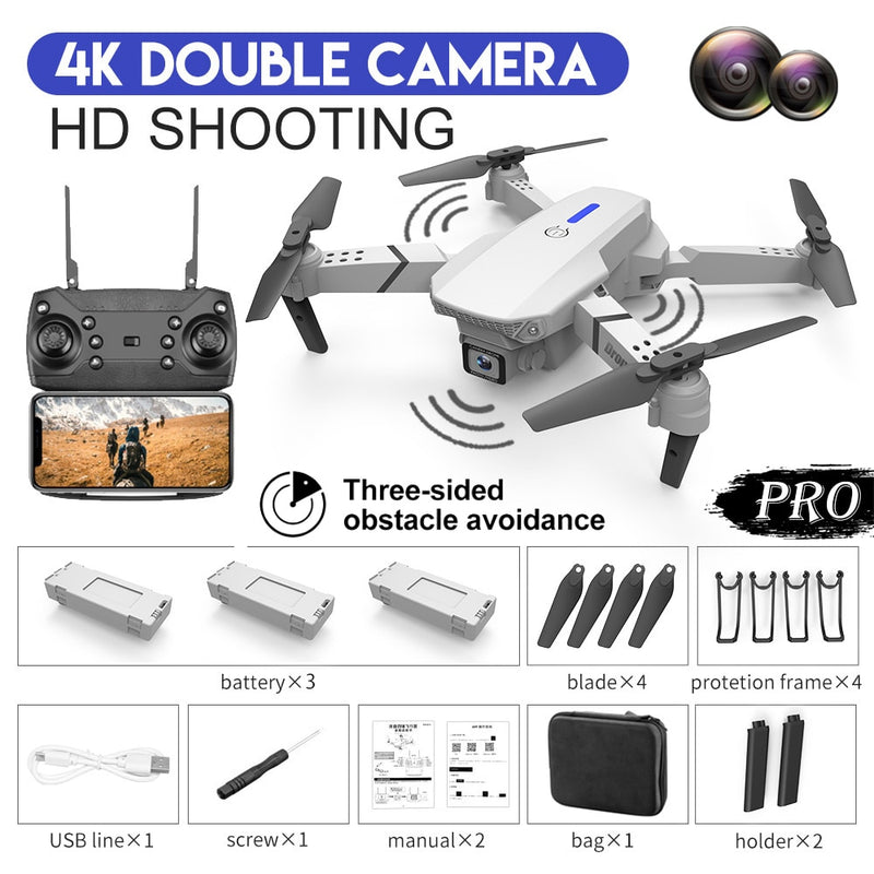 2022 New LSRC Quadcopter E88-525 Pro WIFI FPV Drone With Wide Angle HD 4K Camera Height Hold Avoidance RC Foldable Dron Gift Toy