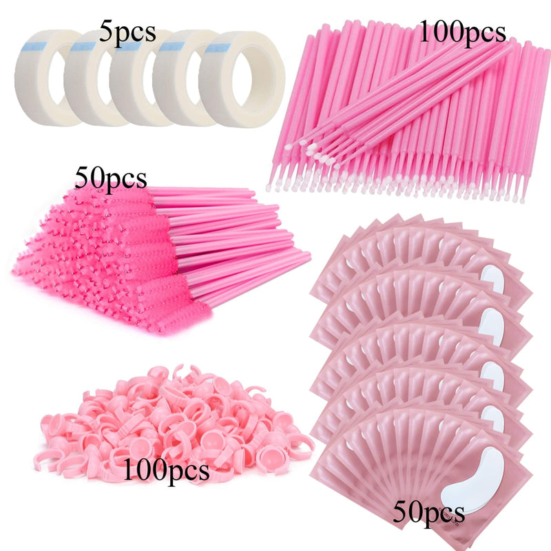 Eyelash Extension Supplies Set Lashes Micro Brush Tape Glue Ring Eye Patches Disposable Mascara Wands Applicator Eyelashes Tool