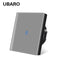 UBARO Eu AC100-240V Tempered Black White Crystal Glass Touch Switch Panel Wall Light Sensor Button 1/2/3 Gang 10A Interruptor