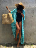 Fitshinling Summer Vintage Kimono Swimwear Halo Dyeing Beach Cover Up With Sashes Oversized Long Cardigan Holiday Sexy Covers
