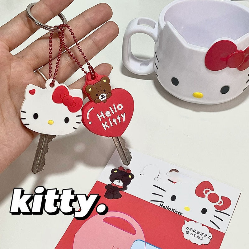 Kawaii Sanriod Accessories Kitty kuromi My Melody Cartoon Silicone Case Backpack Pendant Keychain Anime Toys for Girls Gifts
