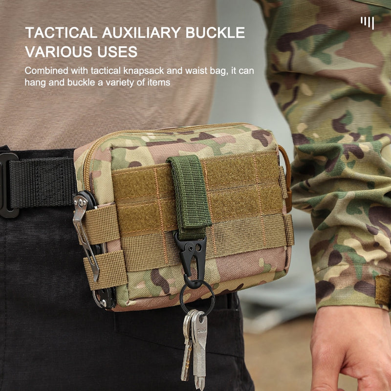 2pcs Tactical Hanging Buckle Molle Nylon Webbing Belt Triangle Buckle Outdoor Climbing Camping Tool Accessory Carabiner Keychain