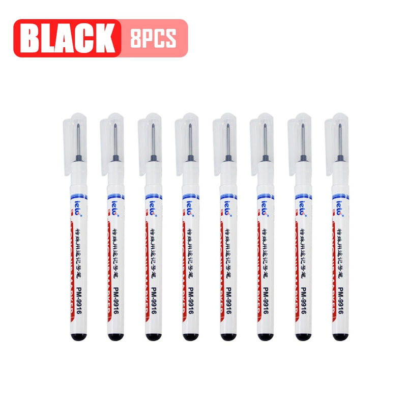 20mm Long Head Marker Pens 2/3/6/8Pcs/Set Multi-purpose Bathroom Woodworking Decoration Deep Hole Marker Pen Ink 9916 Tools Set