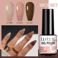 LILYCUTE 3 PCS Gel Nail Polish Set Nude Pink Glitter Sequins Matte Effect Gel Long Lasting Base Top Coat Nail Art Design Hybrid