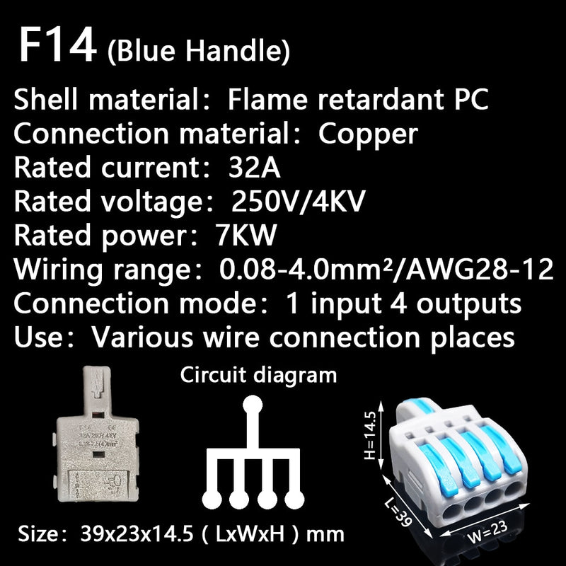 Mini Fast Wire Cable Connectors Universal Compact Conductor Spring Splicing Wiring Connector Push-in Terminal Block P421 F12