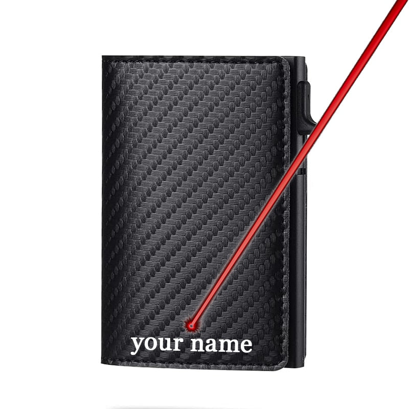 Smart Air Tag Wallet with RFID Slim Design Premium Crazy Horse Leather Pop Up Credit Card Holder Does Not Include Air Tag