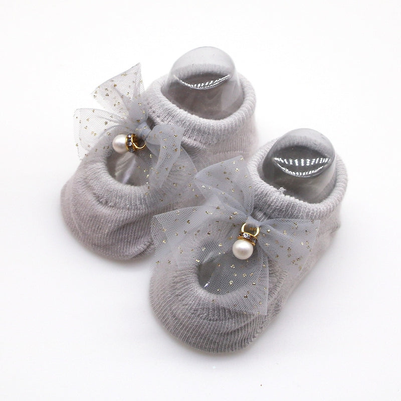 2022 Newborn Indoor Cotton Socks Bow Infant Anti Slip Socks Baby Girl Socks Rubber Soles Baby Boy Floor Socks Spring Autumn