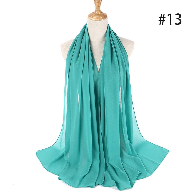 Hijab Scarf 72*175cm Plain Chiffon Scarves For Women Muslim Fasion Islam Clothing Headscarves Shawl For Ladies Headwrap Ramadan