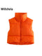 Willshela Women Fashion High Neck Cropped Waistcoat Puff Vest Casual Woman Sleeveless Jacket Chic Lady Winter Warm Outfits