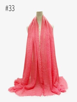 Pleated Plain Hijab Scarf Muslim Women Cotton Crinkle Headband Veil Scarves 2021 Fashion Islamic Headscarf Head Wraps Turban