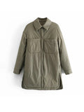 Icclek Women's Shirts Jackets Thin Parka Oversize Shirt Coats Femme Armygreen Outerwear Coats Bf Long Sleeve Khaki Coat 2022 New