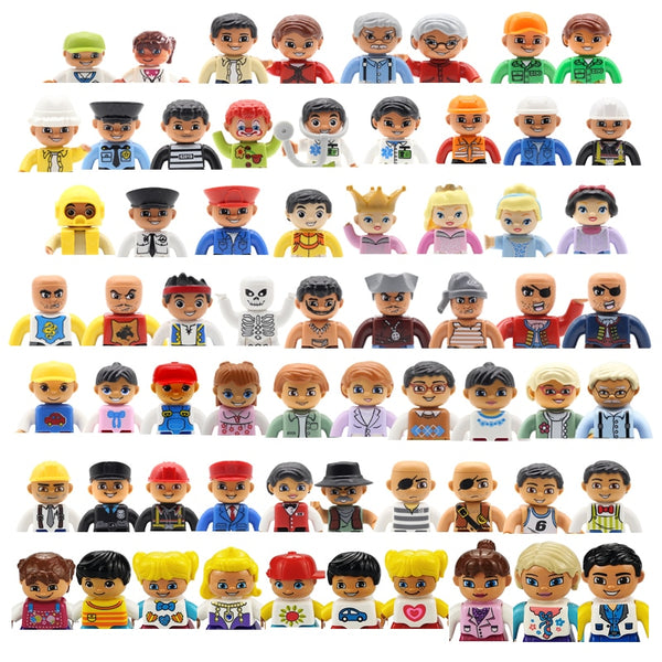 Big Size Action Figures City Princess Policemen Family Building Block Doll Character Accessory Toys Assembly Children Kids Gift