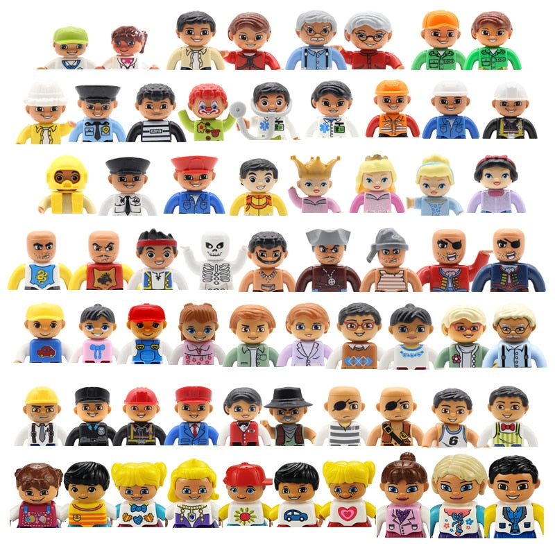 Big Size Action Figures City Princess Policemen Family Building Block Doll Character Accessory Toys Assembly Children Kids Gift
