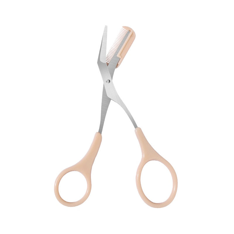 Eyebrow Trimmer Scissors Comb Stainless Steel Brow Hair Scissors Clips Shaping Razor Grooming Trimmer 1Pcs Makeup Accessories