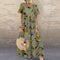 Vintage Floral Long Dress Women Summer Elegant Linen Short Sleeve Boho Maxi Dress Female Holiday Sundress Party Dresses Vestidos