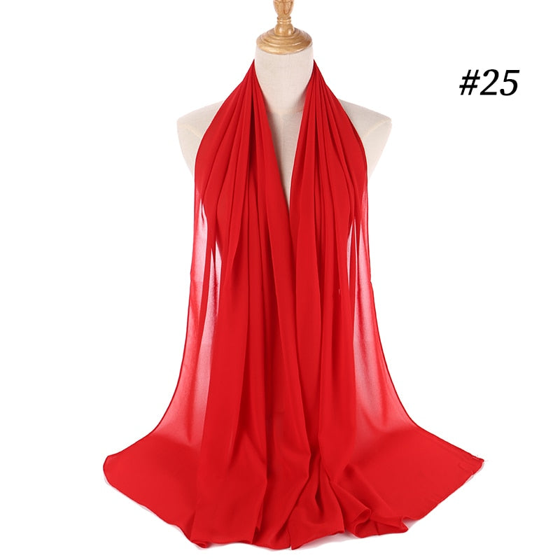 Hijab Scarf 72*175cm Plain Chiffon Scarves For Women Muslim Fasion Islam Clothing Headscarves Shawl For Ladies Headwrap Ramadan