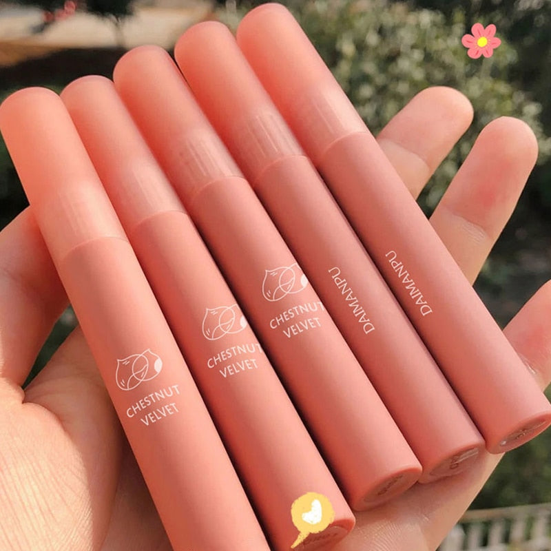 6 Colors Nude Liquid Lipsticks Waterproof Velvet Matte Lip Gloss Long Lasting Non-stick Cup Lip Tint Makeup Pigment Cosmetics