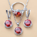 2022 Sell Well Wedding 925 Mark Jewelry Sets Black Zircon Dangle Earrings And Necklace Ring 3 Piece Set women Trendy Costume
