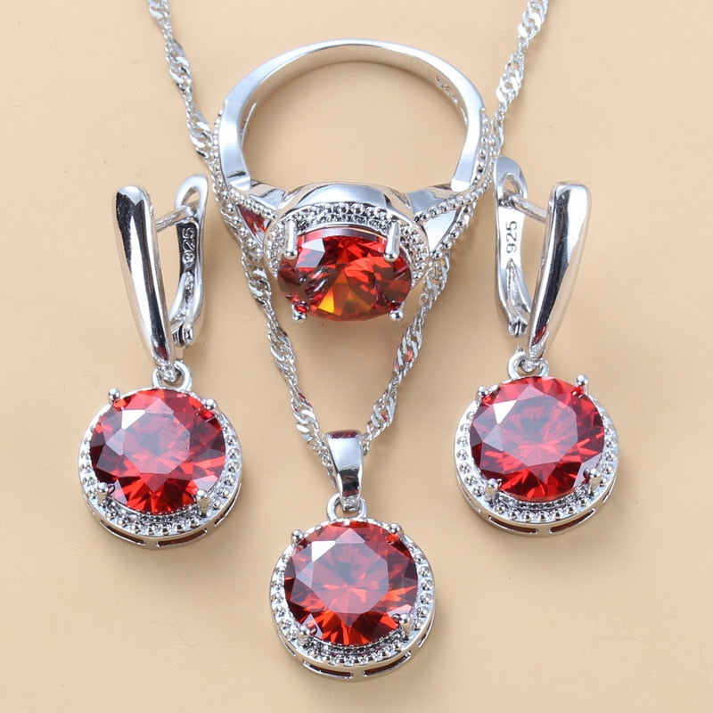 2022 Sell Well Wedding 925 Mark Jewelry Sets Black Zircon Dangle Earrings And Necklace Ring 3 Piece Set women Trendy Costume