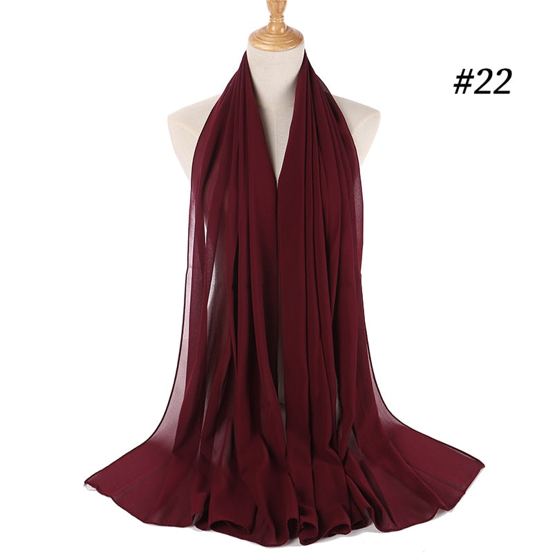 Hijab Scarf 72*175cm Plain Chiffon Scarves For Women Muslim Fasion Islam Clothing Headscarves Shawl For Ladies Headwrap Ramadan
