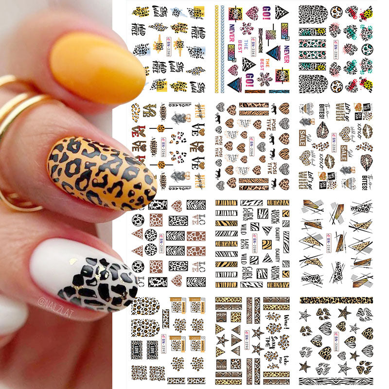 12 Designs Nail Stickers Set Mixed Floral Geometric Nail Art Water Transfer Decals Sliders Flower Leaves Manicures Decoration