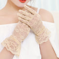 Women&#39;s Sexy Guantes Transparentes Dot Print Black White Mesh Tulle Gloves Female Club Prom Party Dancing Dress Glove