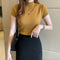 Womens Tops And Blouses Summer Short Sleeve Blouse Women Blusas Mujer De Moda 2021 Turtleneck Knitted Blouse Shirt Tops C931