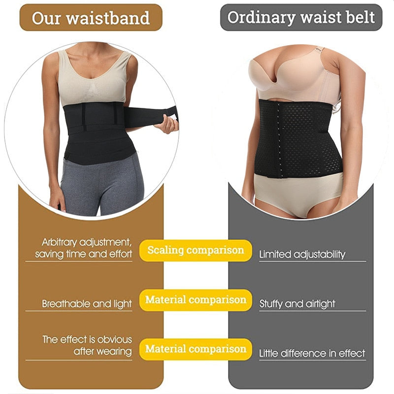 Waist Trainer for Women Invisible Wrap Waist Trainer Tummy Wrap  Waist Trimmer Belt Plus Size Black Adjustable Gym Workout Belt
