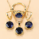 2022 Sell Well Wedding 925 Mark Jewelry Sets Black Zircon Dangle Earrings And Necklace Ring 3 Piece Set women Trendy Costume
