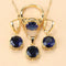 2022 Sell Well Wedding 925 Mark Jewelry Sets Black Zircon Dangle Earrings And Necklace Ring 3 Piece Set women Trendy Costume