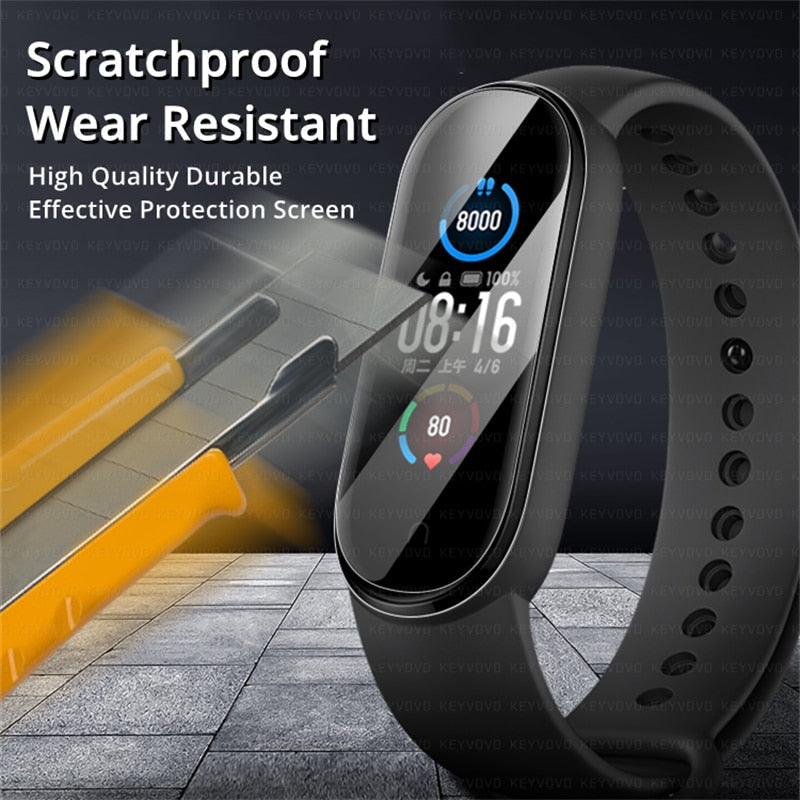 10D Film Glass for Xiaomi Mi band 6 5 7 4 Screen Protector Miband 6 5 Smart Watchband Full Protective Cover Case Strap Bracelet