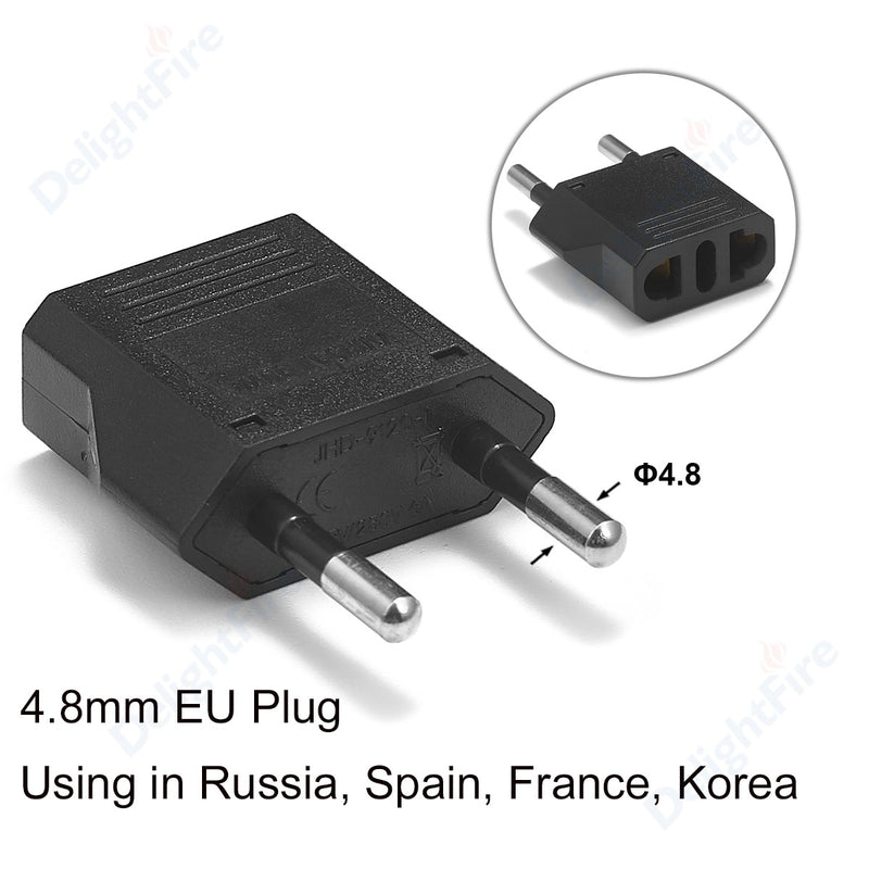 1-100pcs 4.0/4.8mm EU Plug Adapter EU US Israel To Euro KR BR Brazil Plug Converter American Travel Power Adapter Plug Socket