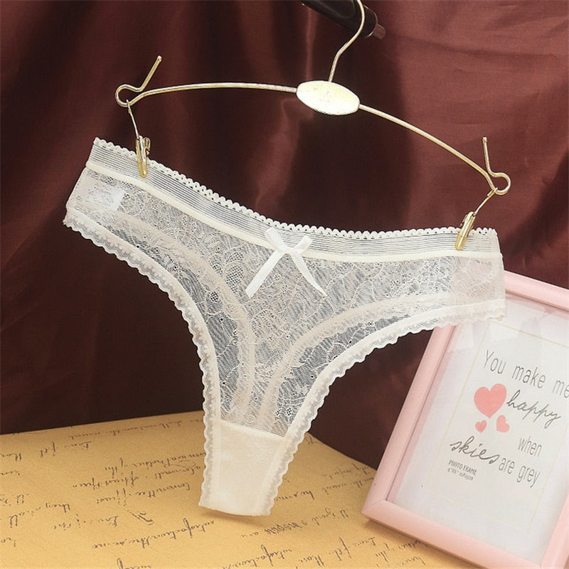 Women Sexy Lace Jacquard Thong Women&
