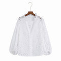 Embroidery Women Blouse Summer 2022 New Fashion Long Sleeve Female Smock Shirt Top Clothing Wears