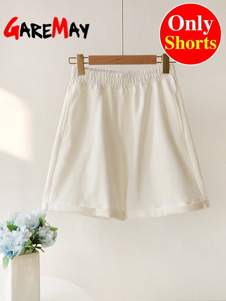 Green Suit Shorts with T-shirt for Women and Top Loose Oversize 100% Cotton Summer Two Piece Set Women Classic Tracksuit Casual