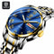 QINGXIYA Top Brand Luxury Gold Red Quartz Watch Men Stainless Steel Luminous Waterproof Watches Week Calendar Business Watch Men